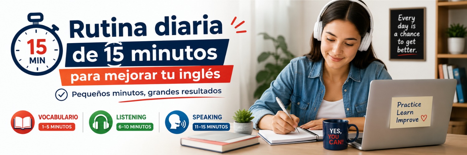 15-minute daily routine to improve English with vocabulary, listening,